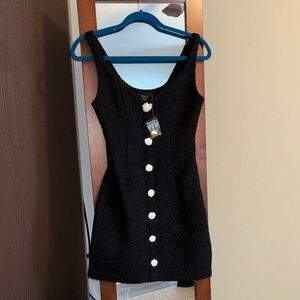 New Vici Black Tweed Dress Women’s Size Small Gold Buttons